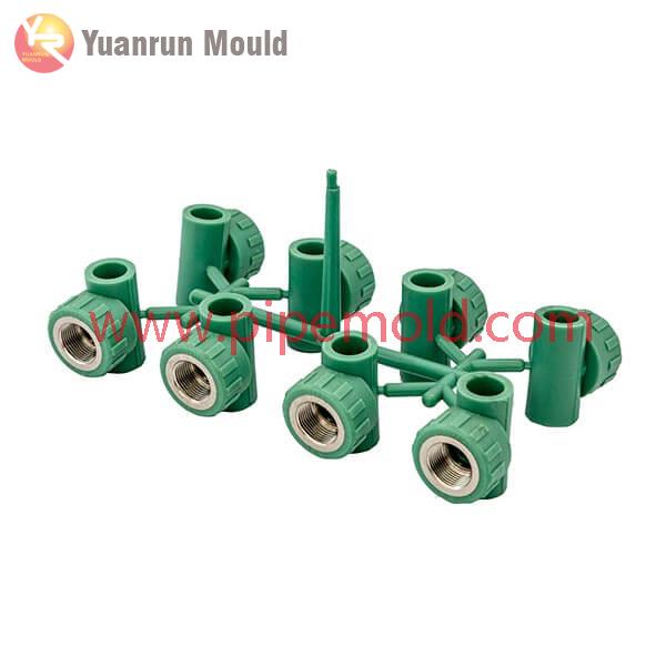 PPR brass insert reducer tee pipe fitting mold